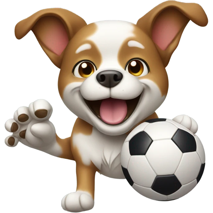 Dog playing soccer emoji