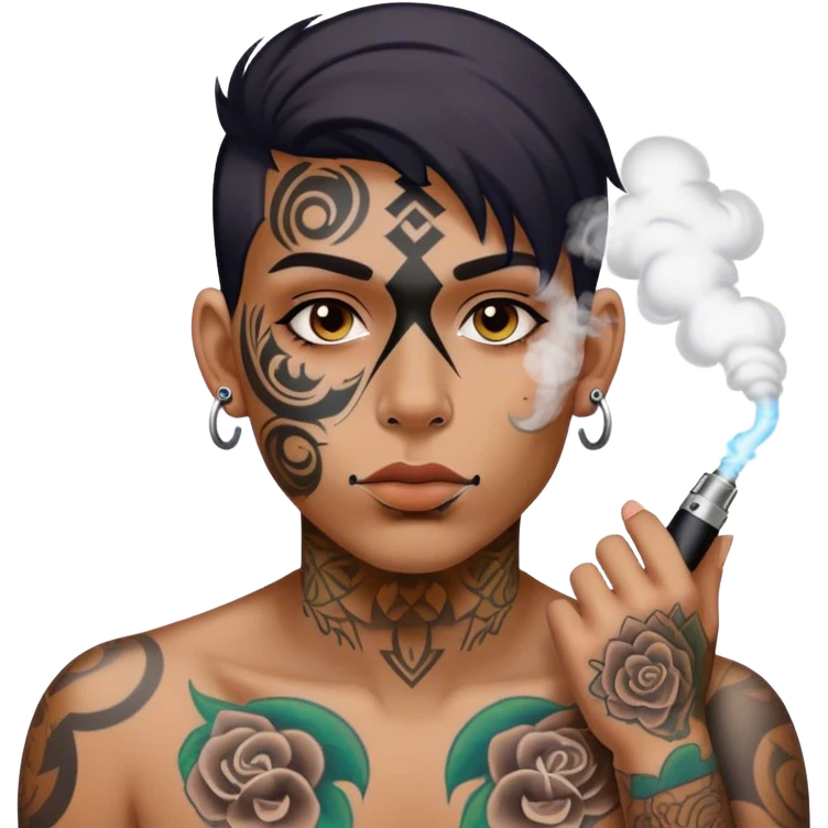 Emoji vaping with face tattoos  emoji