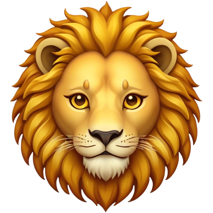 Cinematic Lion Emoji, Vibrant and bold, Iconic and striking design, rim lighting effect, golden and amber tones, Simplified yet expressive features, highly detailed, glowing with warm golden hues, high shine, fierce and majestic, stylized with a touch of fantasy, playful and bold, blending realism with charm, soft glowing outline, clean and immaculate design, confident and strong pose, capturing the essence of a lion in an easily recognizable and captivating form, so lively it feels as though it could roar out of the screen! emoji