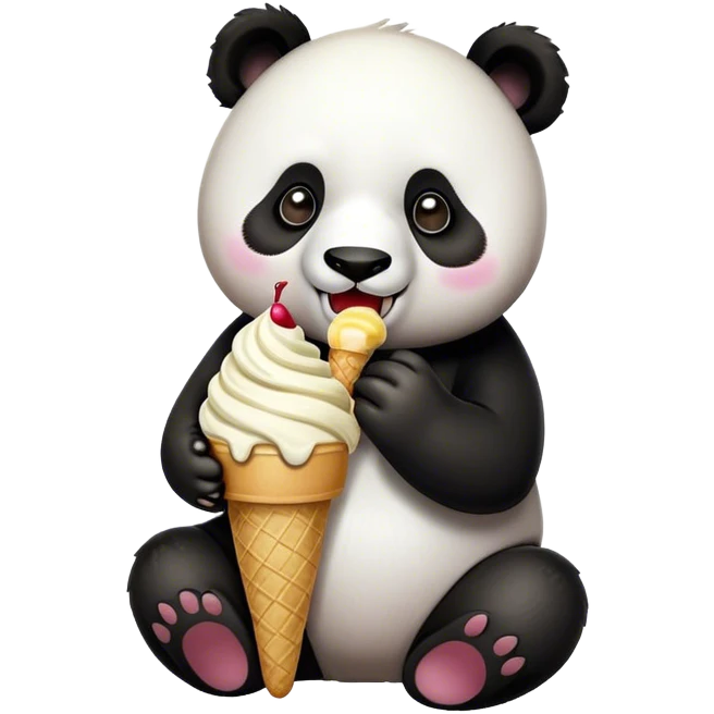 Panda eating ice cream emoji