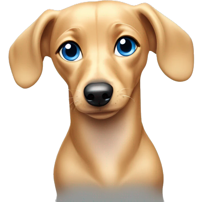 Blonde miniature weiner dog blue eyes  emoji