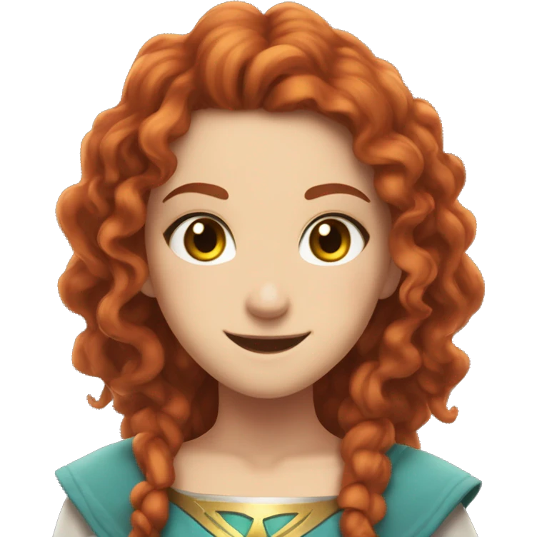 a white girl with long red curly hair and freckles, cosplaying Zelda posing and smiling emoji