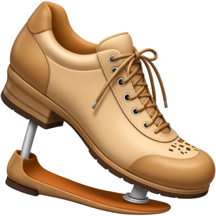 3D Apple-style emoji of a shoe with a foot inside, stepping and showing a clear shoe print below. and leg







 emoji