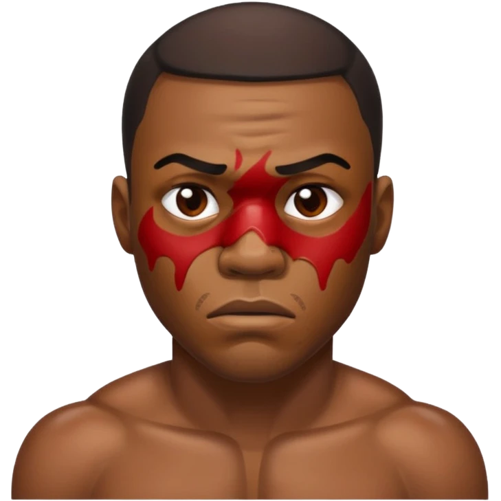 black boxer man with cut on his face emoji
