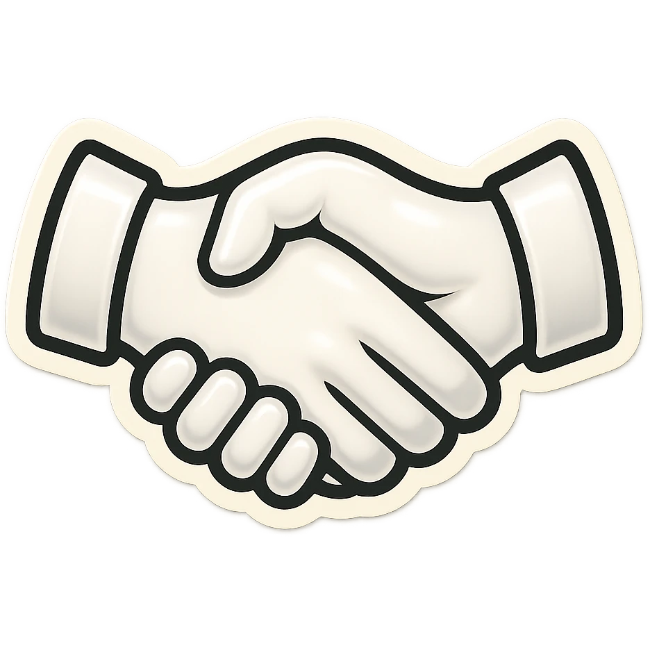 make me a white colour  handshake with white outline emoji