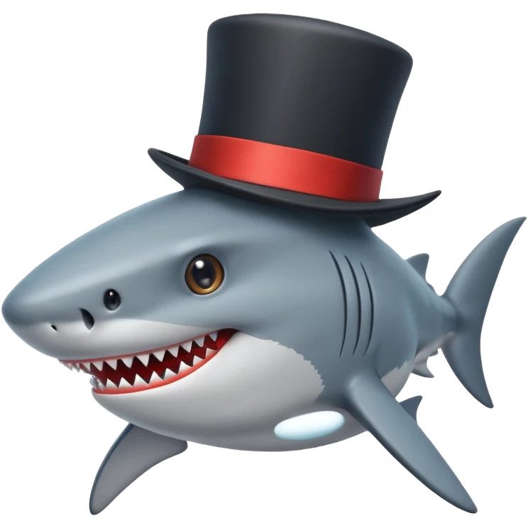 Shark with a top hat emoji
