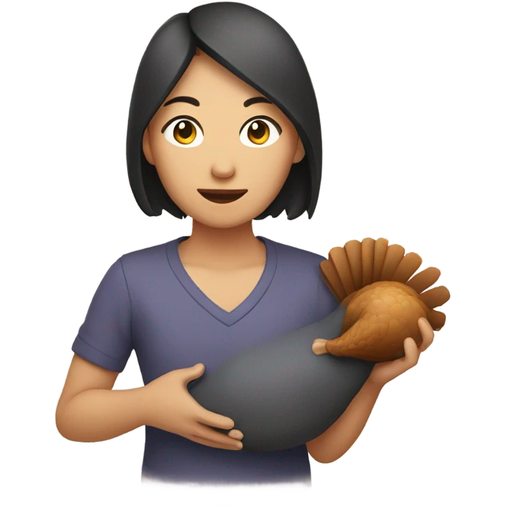Asian holding turkey emoji