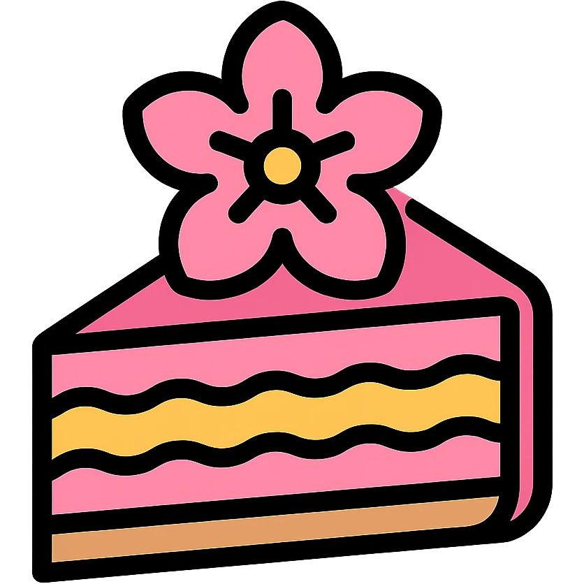 sakura cake, color outline icon style emoji