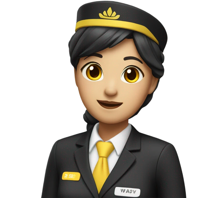 Black yellow flight attendant Asian  emoji