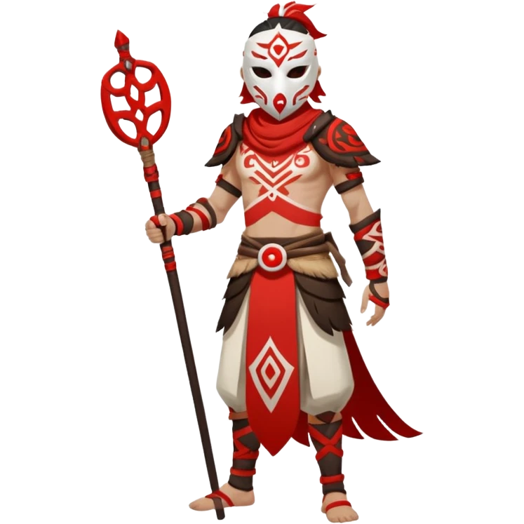 Hilichurl (from Genshin Impact) (full body) (with a white mask with red tribal markings on it)  emoji
