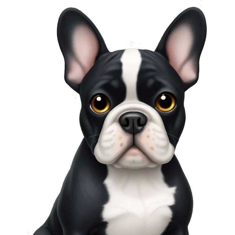 Black French bulldog with white breast emoji
