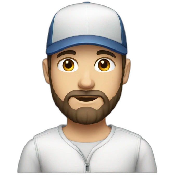 young dark-haired white man with a cap and beard emoji