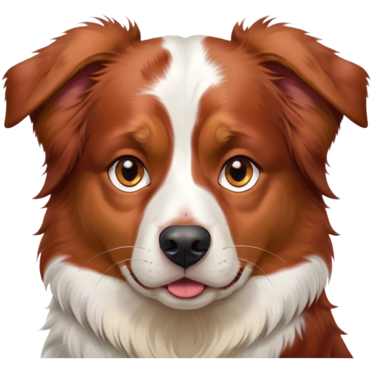 Cinematic Meme-Worthy Grumpy Red Merle Australian Shepherd Portrait Emoji, Head held high but eyes filled with dramatic disappointment, smooth red merle fur with subtle white accents, deeply furrowed brow forming an unmistakable scowl, floppy ears slightly angled back in disapproval, piercing amber eyes glaring with pure exasperation, Simplified yet hilariously over-exaggerated features, highly detailed, glowing with an aura of supreme annoyance, high shine, exhausted yet judgmental, stylized with an almost regal pettiness, bright but brooding, soft glowing outline, capturing the essence of a pup that has seen it all and is thoroughly unimpressed, so meme-worthy it feels like it could instantly become the next viral sensation of grumpiness! emoji