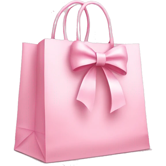 light pink shopping bag with bow emoji