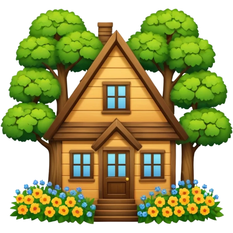 house covered by trees and flowers emoji