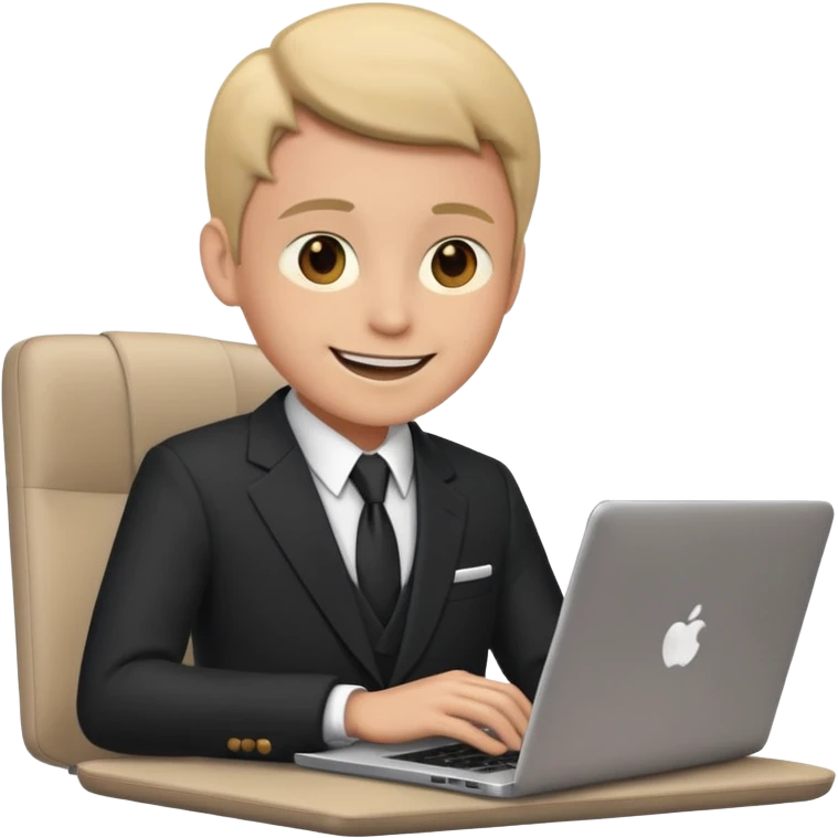 working laptop person suit happy emoji