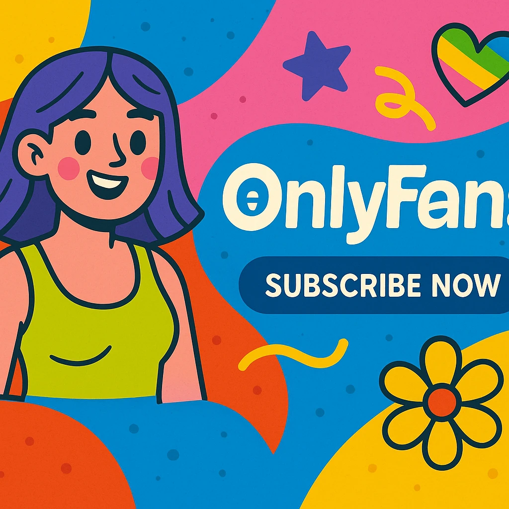 playful and colorful OnlyFans ad banner with a fun, engaging vibe emoji