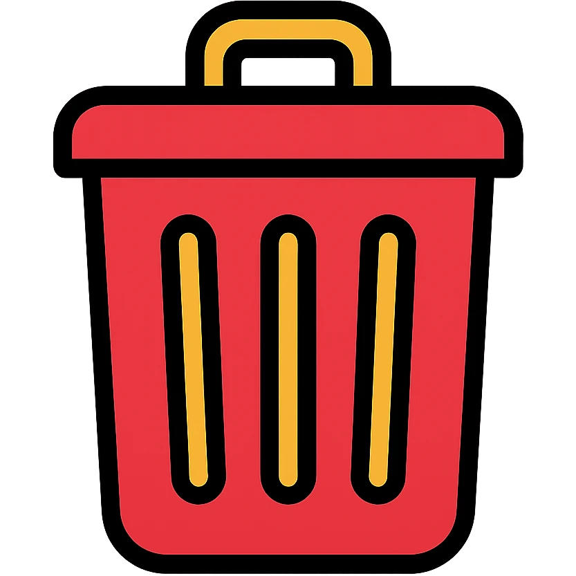 red trashcan color icon emoji