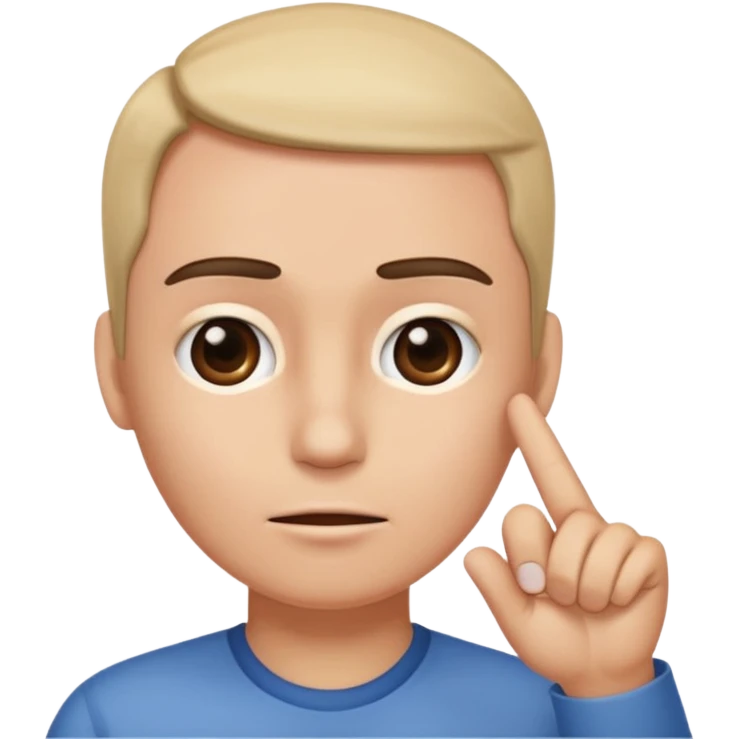 finger pointing on forehead, zoomed in on forehead, no full face emoji