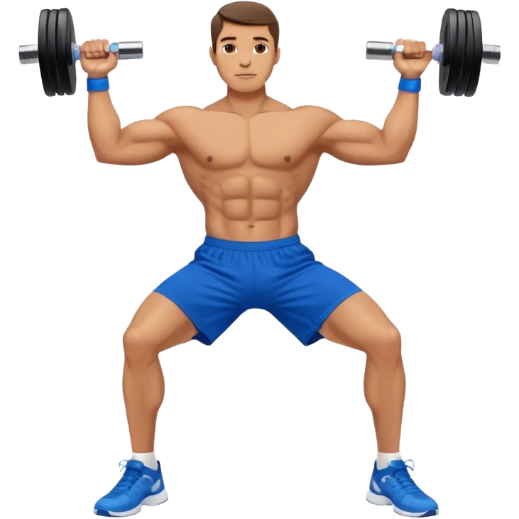 man with blue shorts doing dumbbell lateral-raise (T-pose) side-deltoid exercise emoji