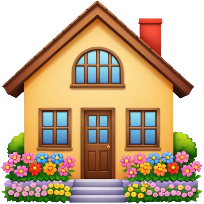 a house with pretty flowers outside emoji