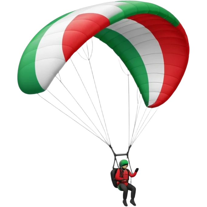 a paraglider flying a palestinian flag wing, respect scrupulously the correct shapes and colours of the palestinian flag, try again emoji