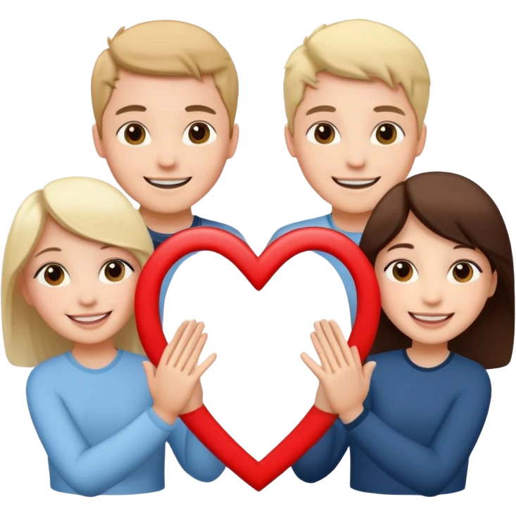 Создай очень счатливых учиников показывающих сердечко emoji