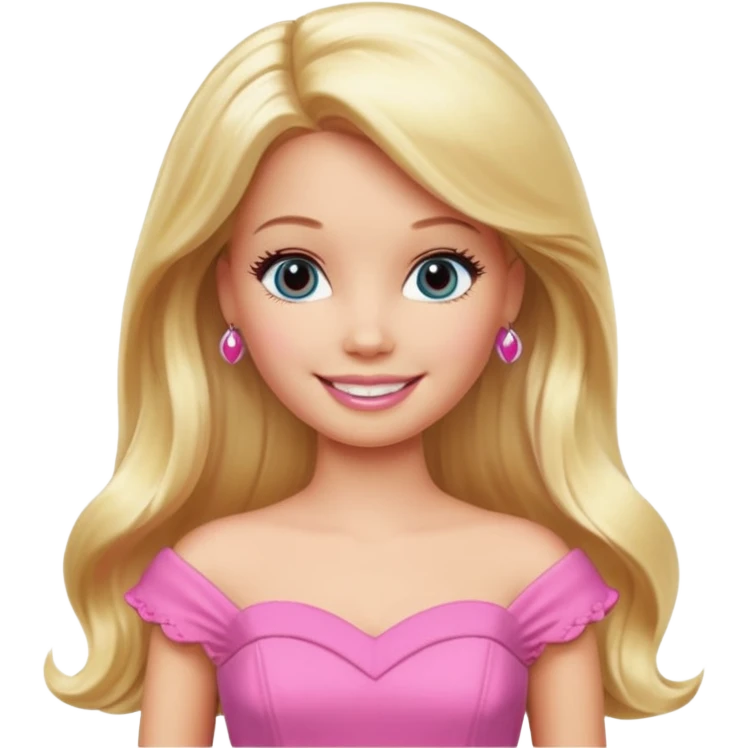 barbie, long blonde hair, pink dress emoji