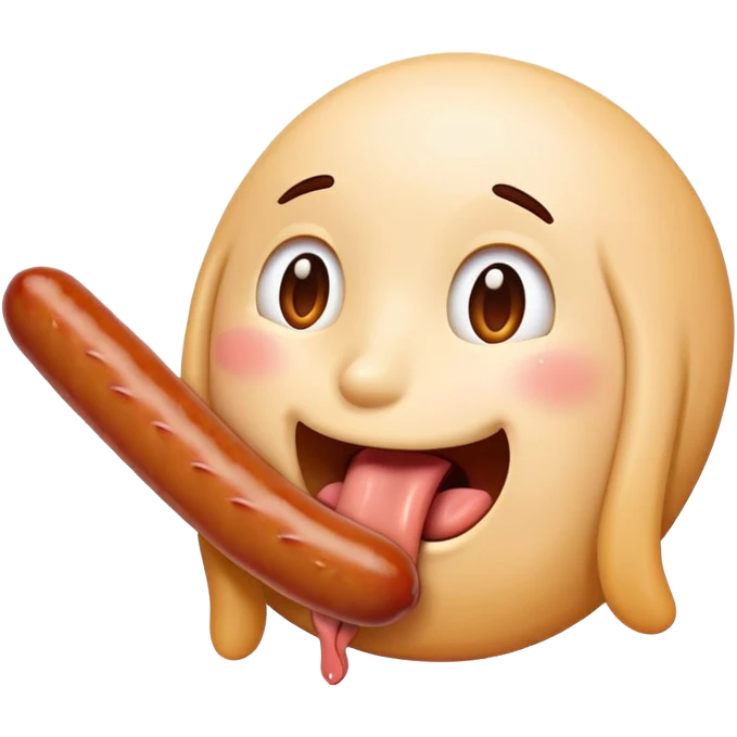 Drooling emoji eating sausage  emoji
