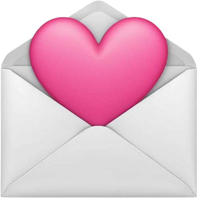 a white envelope featuring a bright pink heart in the center, on a solid light background emoji