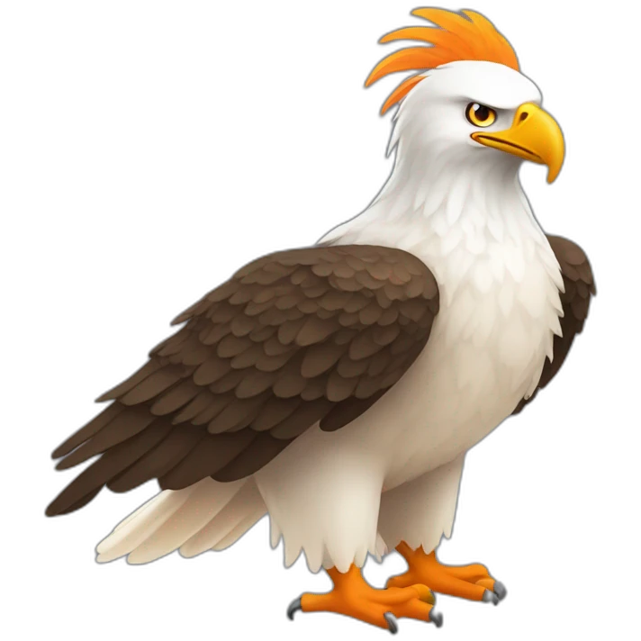 full body Eagle With only orange and white colors emoji