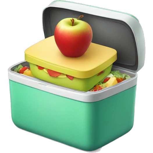 lunch box with an apple on top of it  emoji