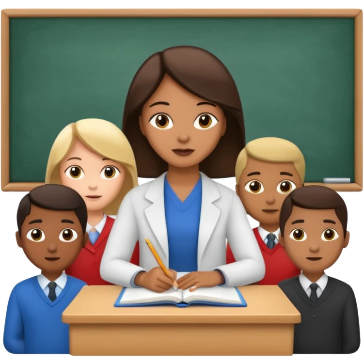 a classroom scene with a teacher and students emoji