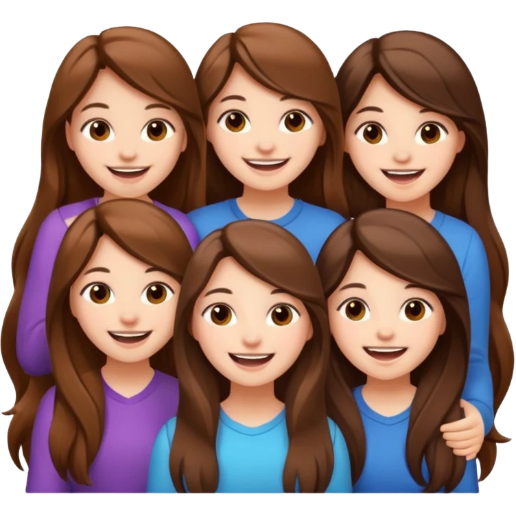 group of cute teenage girls with long hair emoji