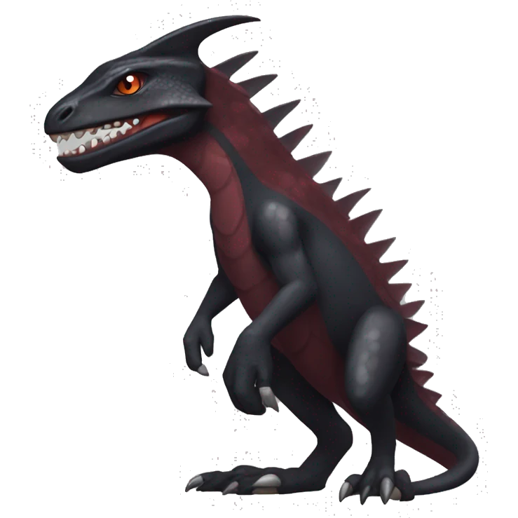 cool edgy black and maroon Dark-type nargacuga reptile Pokémon full body emoji