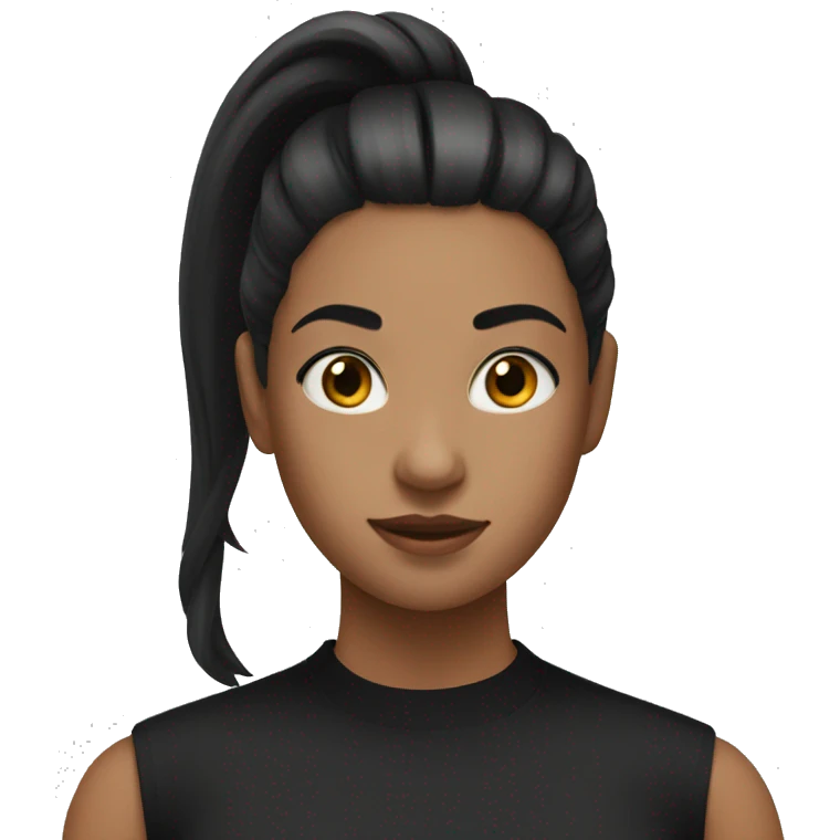 girl with black hair in a ponytail and a black sleeveless high neck shirt emoji