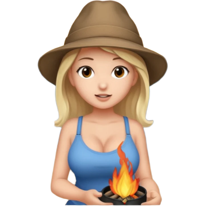 Девушка студентка 18лет с большими сиськами 2-го размера делает минет на природе у костра emoji