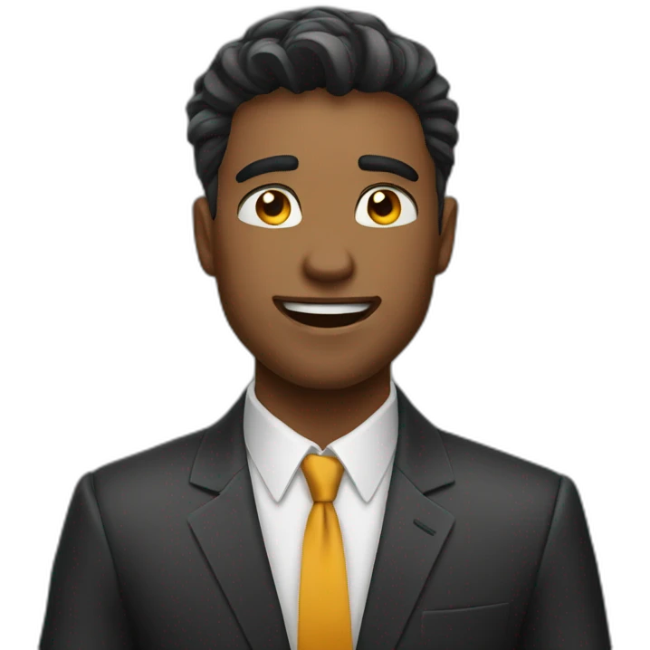 confident guy flashing feeling pain without crying in formal dress emoji