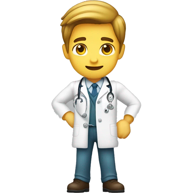young male doctor flexing one of his biceps, yellow skin, brown hair, using 2 colors: #ff9800 and #32b5a5 emoji