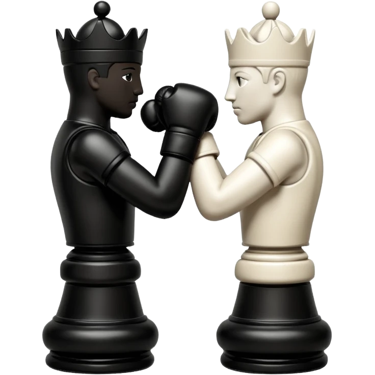 Chess pieces boxing, holding guard and jabbing emoji