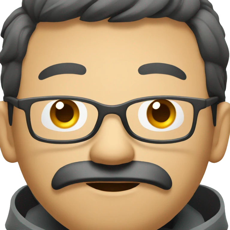 a bold asian man with glasses being skeptical emoji