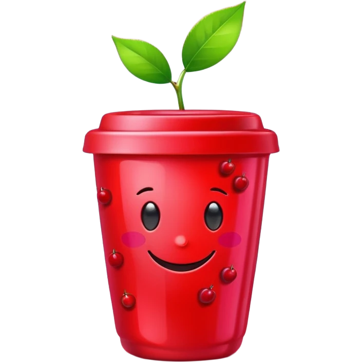 Cherry red on aColorful fruits with glowing antioxidant particles, cell protection, bright clean colors, simple emoji style cup emoji