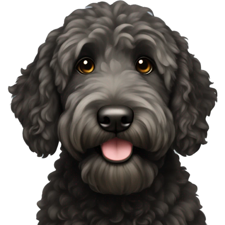 A black goldendoodle emoji