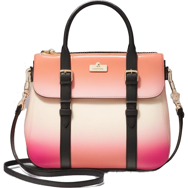 Hyper Realistic isolated peach,pink,cream and black ombre kate spade satchel purse.  emoji