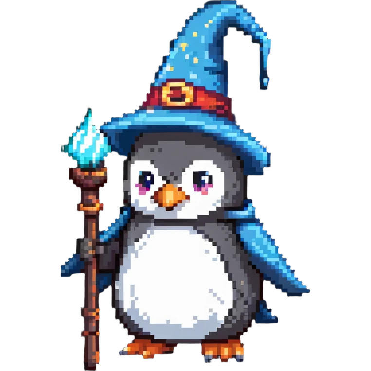 penguin wizard with magic staff emoji