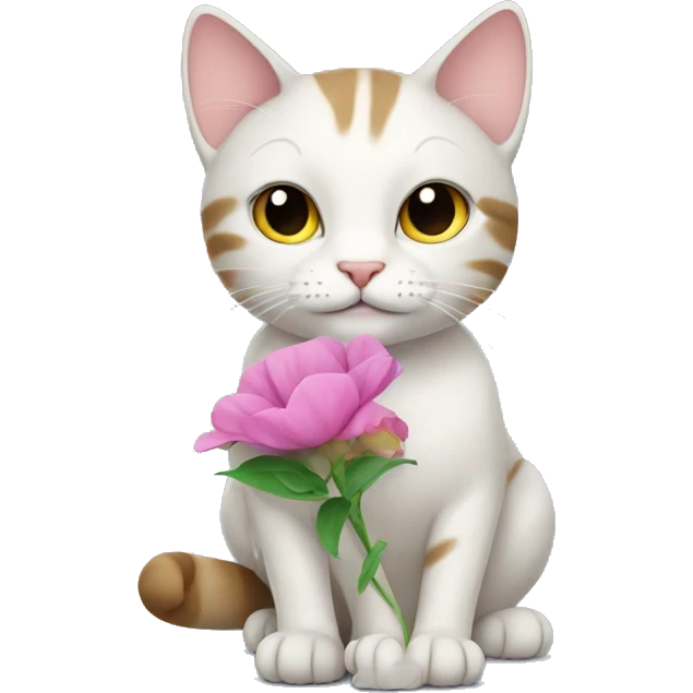 Cat holding a flower  emoji