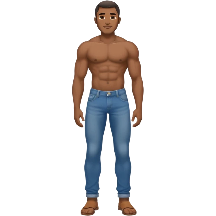 naked african man showing off his lower-body features. detailed shading. smug face. half turned so that the butt can be seen. handsome features emoji