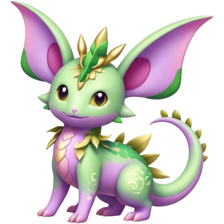 Shiny Exotic Cute Adorable Majestic Ethereal Sparkly Flygon-Espeon-Meganium-Shaymin-Hybrid-Creature with pattern-markings emoji