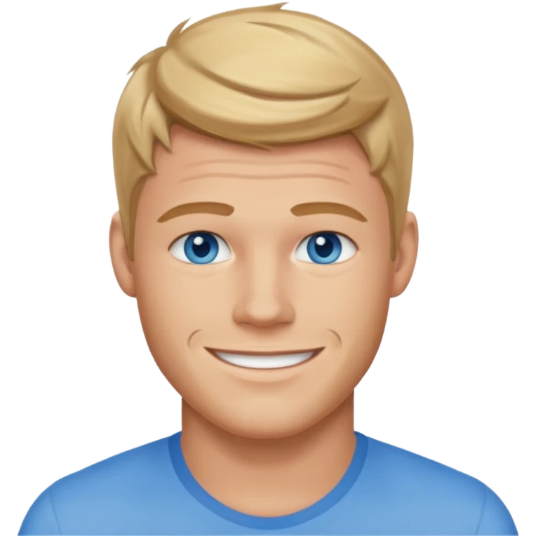 Smiling Trevor Donovan with blue eyes emoji