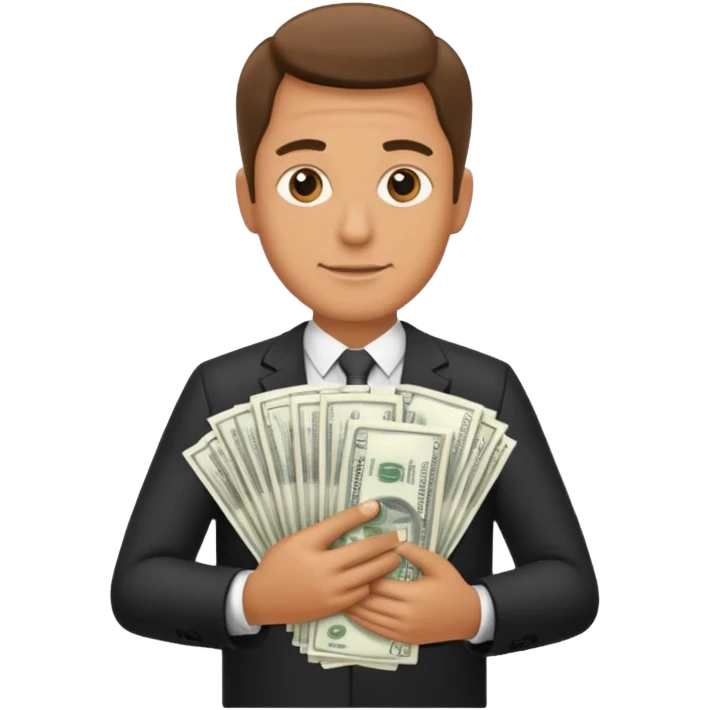 Guy holding lots of cash emoji